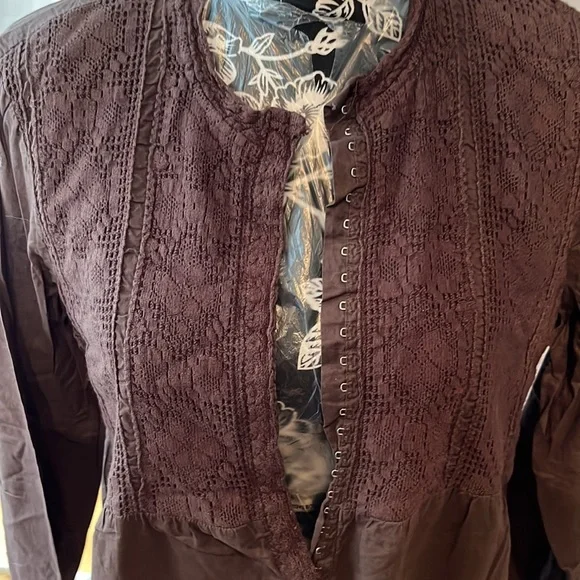 Caribbean Joe size large brown long sleeve top 100% cotton NWOT - Picture 4 of 10